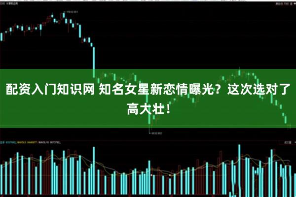 配资入门知识网 知名女星新恋情曝光？这次选对了高大壮！